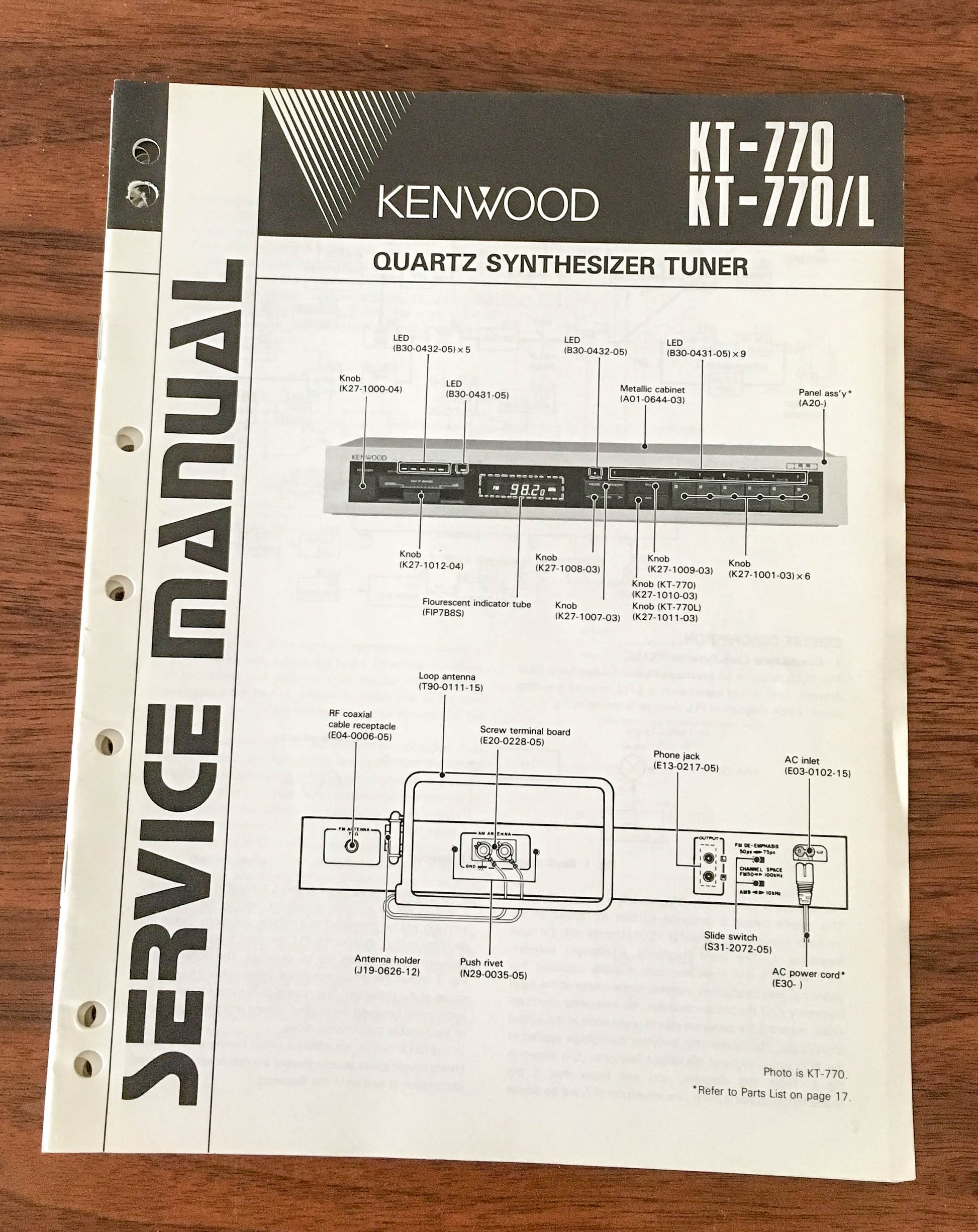 Kenwood KT-770 KT-770L TUNER Service Manual *Original* – Vintage Audio