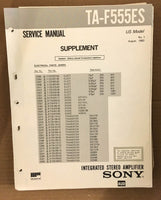 Sony TA-F555ES Stereo Amplifier Service Manual Supplement *Original*