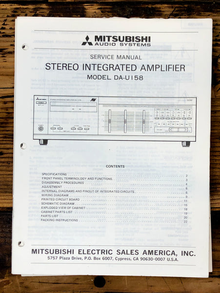 Mitsubishi DA-U158 Amplifier Service Manual *Original*