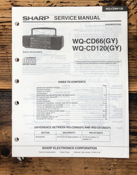 Sharp WQ-CD66 WQ-CD120 Radio Service Manual *Original*