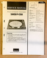 Sansui P-E350 Record Player / Turntable Service Manual *Original* #1
