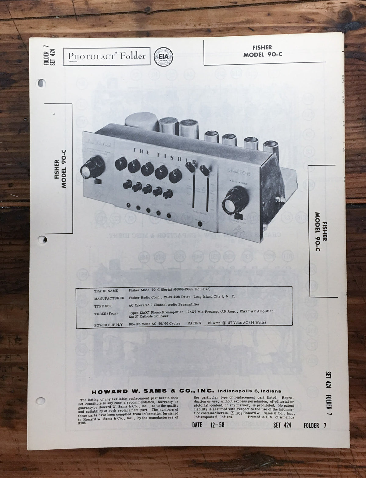 Fisher Model 90-C Preamp / Preamplifier  SAMS Service Manual *Orig*