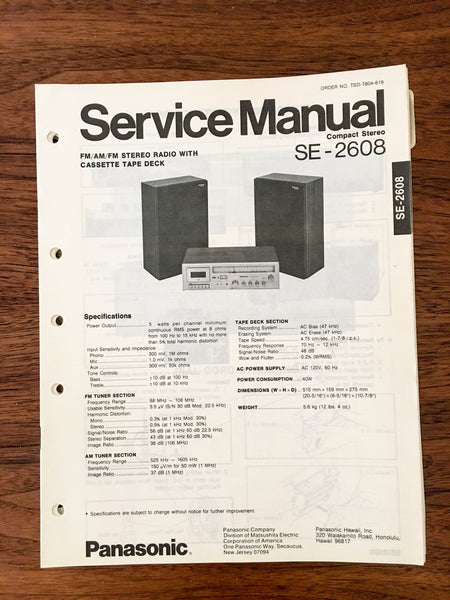 Panasonic SE-2608 Stereo System Service Manual *Original*