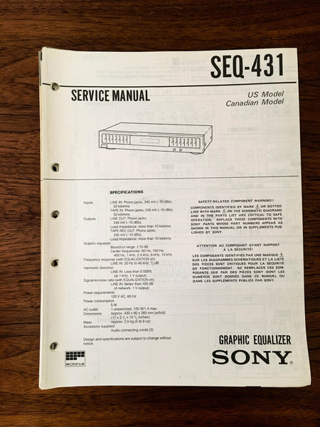 Sony SEQ-431 Equalizer Service Manual *Original* #2