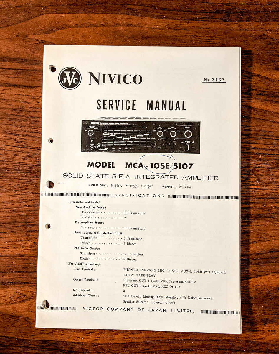JVC MCA-105E MCA-5107 Amplifier Service Manual *Original* #1
