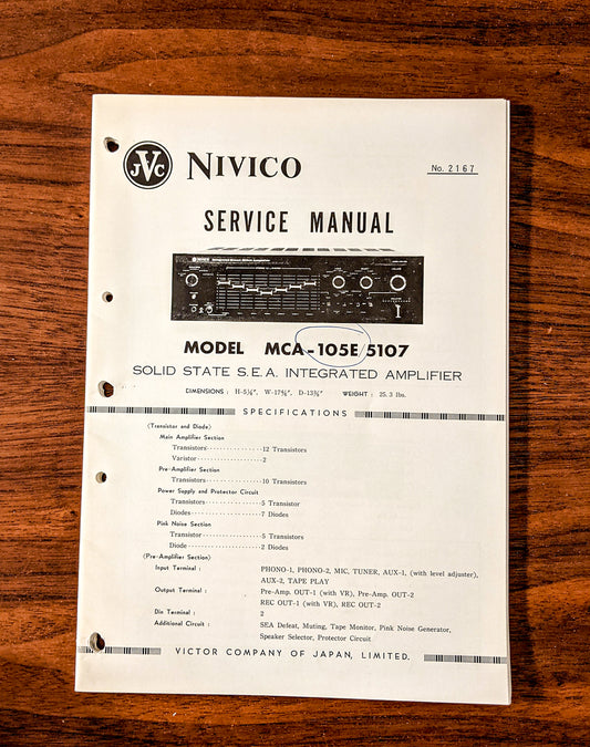 JVC MCA-105E MCA-5107 Amplifier Service Manual *Original* #1