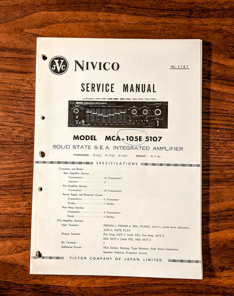 JVC MCA-105E MCA-5107 Amplifier Service Manual *Original* #1