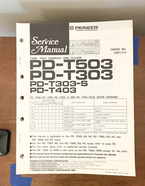 Pioneer PD-T503 PD-T303 PD-T403 CD Player Service Manual *Original* #2