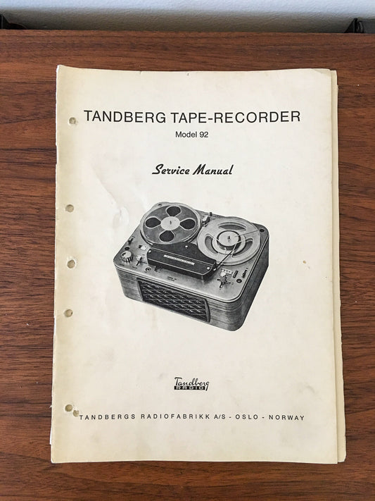 Tandberg Model 92 Tape Recorder Service Manual *Original* #2