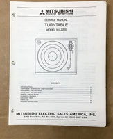 Mitsubishi M-L2200 Record Player / Turntable Service Manual *Original*