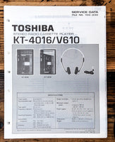 Toshiba KT-4016 KT-V610 Cassette Player Service Manual *Original*