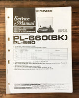 Pioneer PL-660 Record Player / Turntable Service Manual *Original* #2