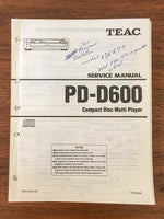 Teac PD-D600 CD PLAYER Service Manual *Original*