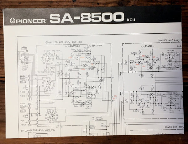 Pioneer SA-8500 KCU Amplifier Large Fold Out Schematic *Original* #2