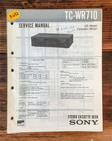 Sony TC-WR710 Cassette Deck  Service Manual *Original*