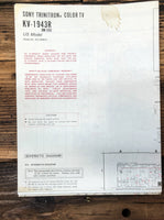 Sony KV-1943R TV  Large Fold Out Schematic *Original*