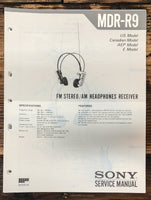 Sony MDR-R9 Headphones  Service Manual *Original*