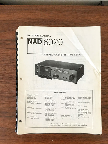 NAD Model 6020 Cassette  Service Manual *Original*