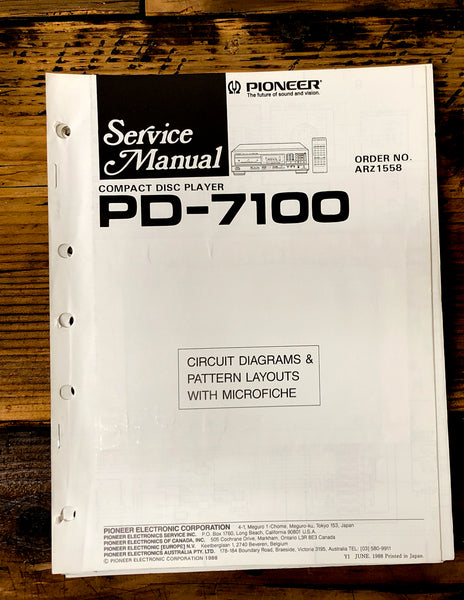 Pioneer PD-7100 CD Player  Service Manual *Original*