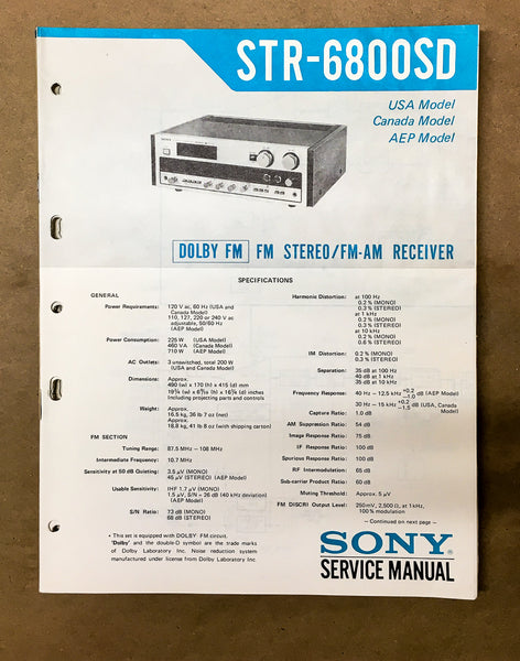 Sony STR-6800SD Receiver Service Manual *Original*