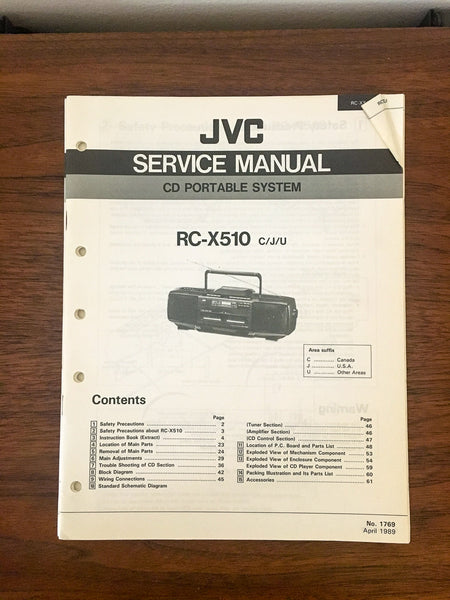 JVC RC-X510 RADIO / BOOMBOX Service Manual *Original*