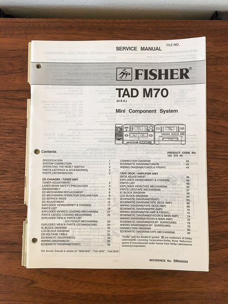Fisher TAD-M70 Stereo Service Manual *Original*