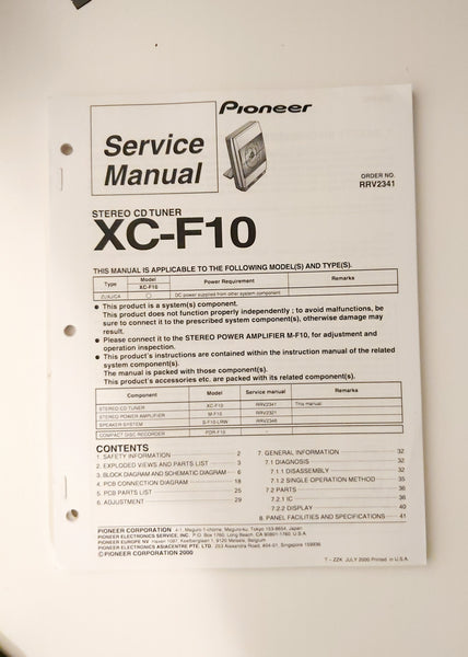 Pioneer XC-F10 CD Tuner Service Manual *Original*