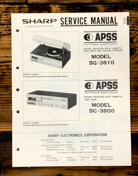 Sharp SG-3810 Radio / Stereo System Service Manual *Original*