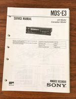 Sony MDS-E3 Mini Disc Recorder Service Manual *Original*