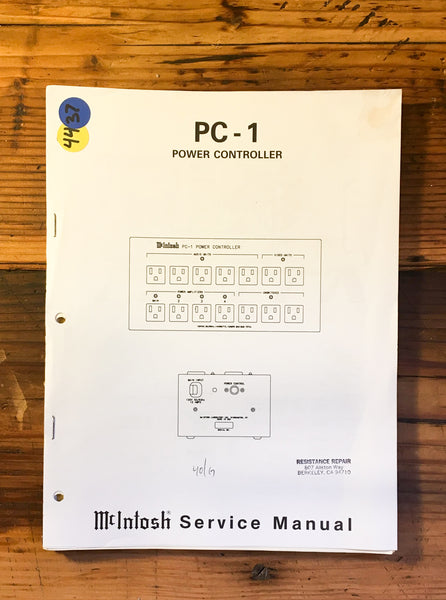 McIntosh PC-1 Controller Service Manual *Original*