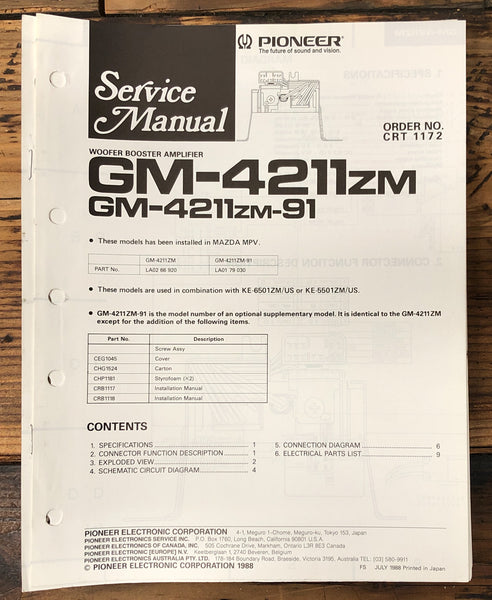 Pioneer GM-4211 ZM Amplifier  Service Manual *Original*