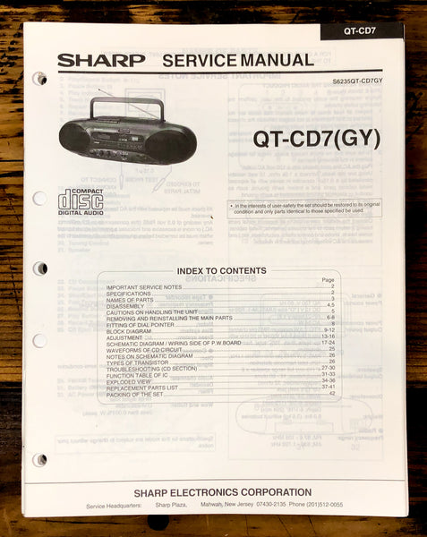Sharp QT-CD7 Radio Service Manual *Original*