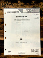 Sony HMK-3000 Stereo Supp. Service Manual *Original*