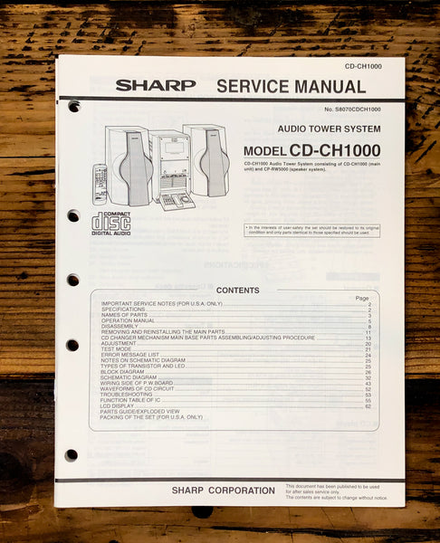 Sharp CD-CH1000 Stereo Service Manual *Original*