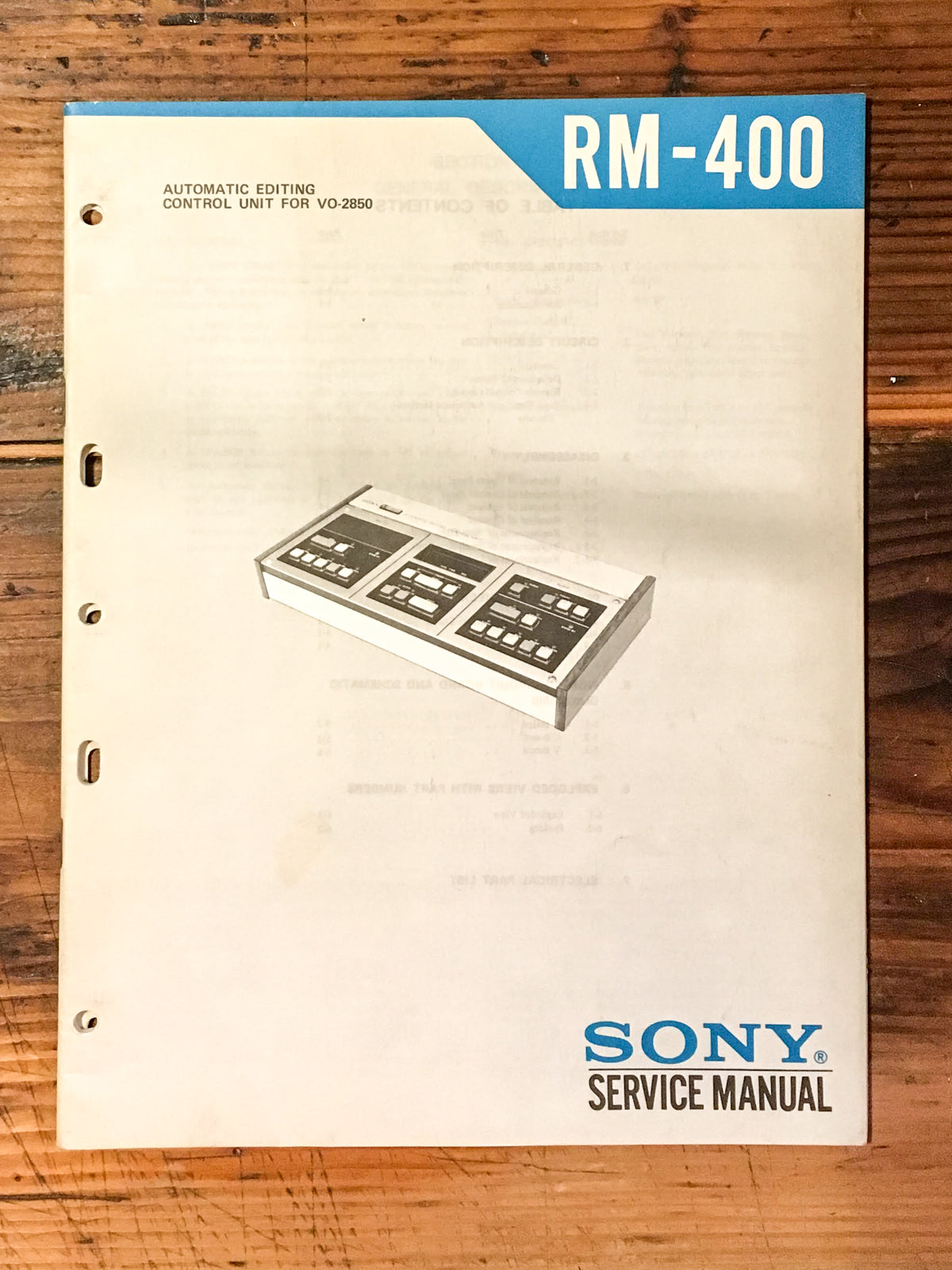 Sony RM-400 Control Unit Service Manual *Original*