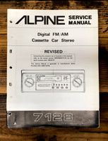 Alpine Model 7128 Car Radio / Cassette Revised Service Manual *Original* #2