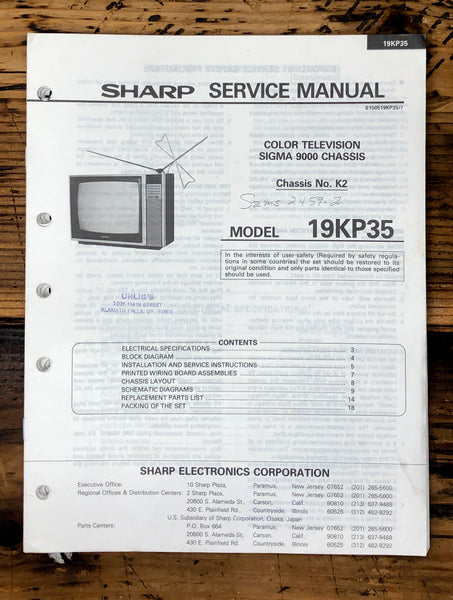 Sharp 19KP35 TV / Television Service Manual *Original*