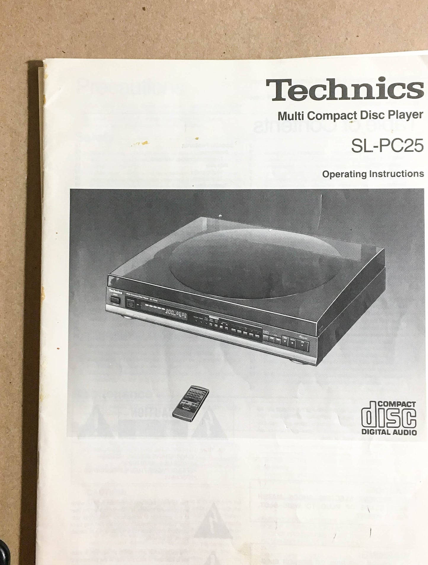 Technics  SL-PC25 Record Player / Turntable  Owners Manual *Original*