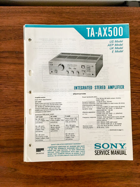 Sony TA-AX500 Amplifier Service Manual *Original*