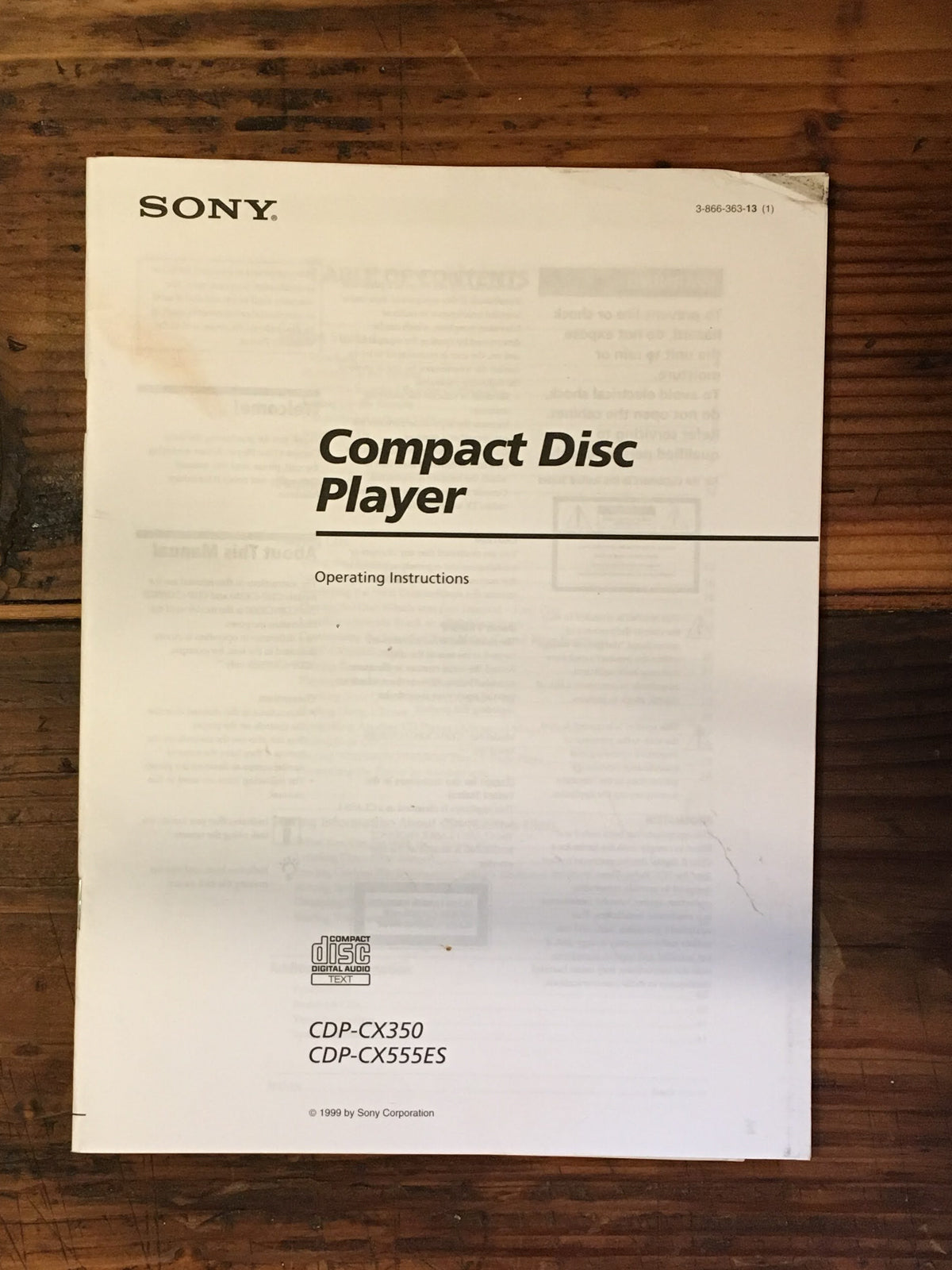 Sony CDP-CX350 -CX555ES CD Player Owners / Operating Manual *Original*