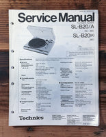 Technics SL-B20 Record Player / Turntable Service Manual *Original*
