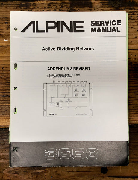 Alpine Model 3653 Dividing Network Revised Service Manual *Original*