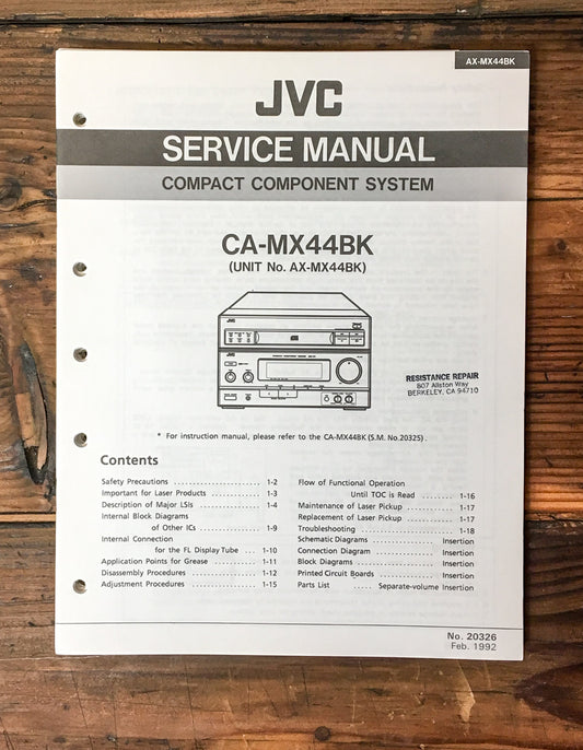 JVC CA-MX44 AX-MX44 BK CA-MX77 MTN  Service Manual *Original*