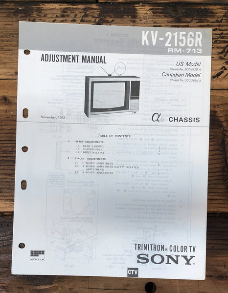 Sony KV-2156R TV  Adjustment Manual *Original*