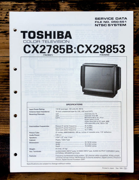 Toshiba CX2785B CX29853 TV  Service Manual *Original*