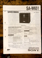 Sony SA-W651 Speaker  Service Manual *Original*