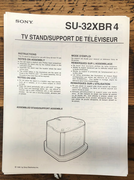 Sony SU-32XBR 4 TV Stand  Owner / User Manual *Original*