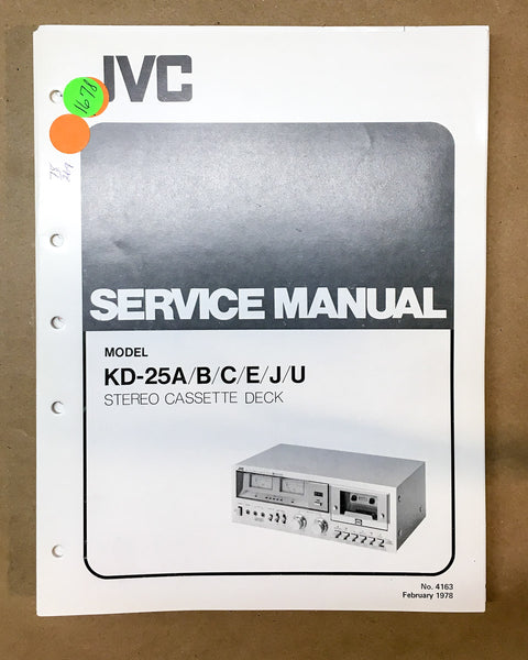 Kenwood KD-25 Cassette  Service Manual *Original*