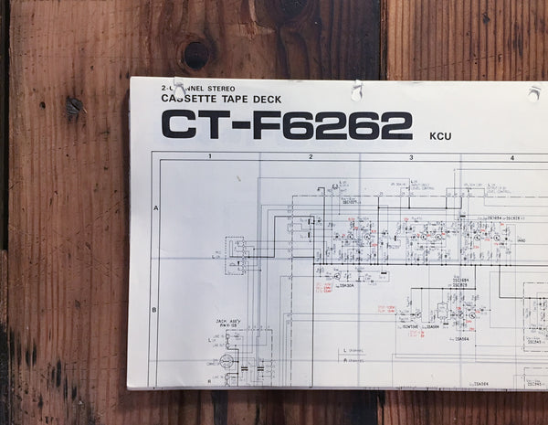 Pioneer CT-F6262 KCU Cassette Large Fold Out Schematic Sheet *Original*