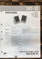 Sony SRS-30 Speaker  Service Manual *Original*